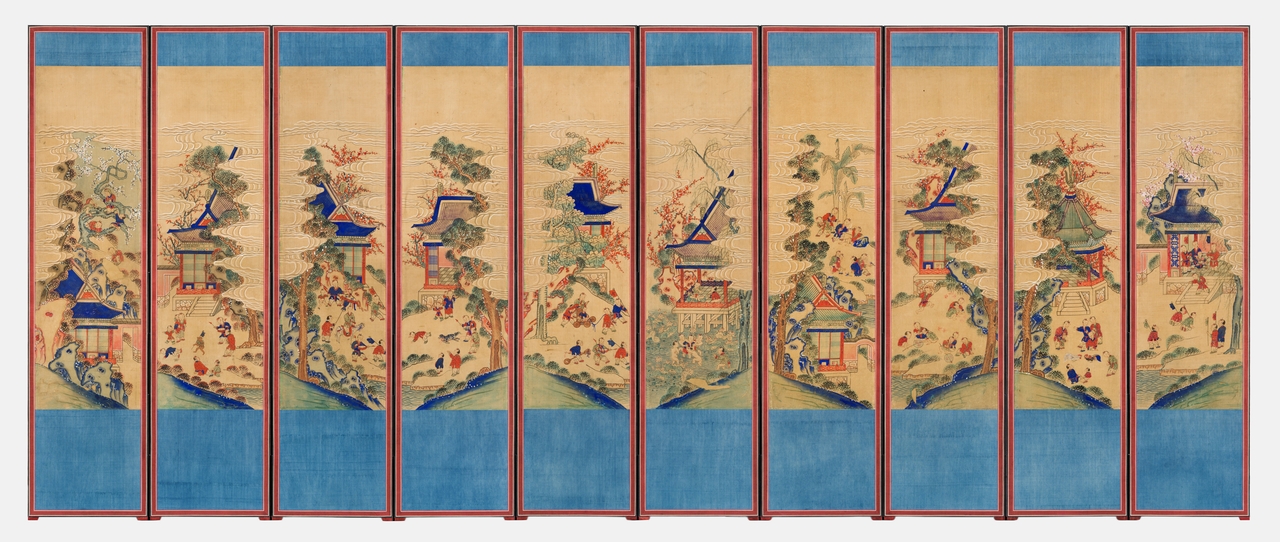 "One Hundred Boys at Play" folding screen housed at the Denver Art Museum (Korea Heritage Service)
