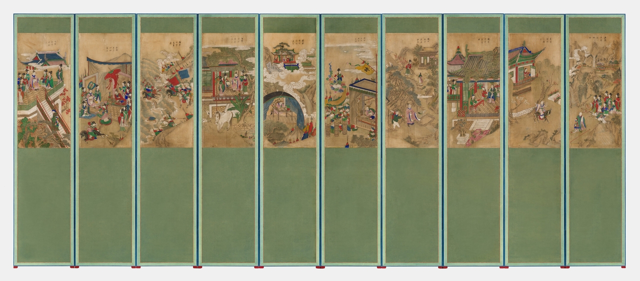 "Cloud Dream of the Nine" folding screen in the Portland Art Museum collection (Korea Heritage Service)