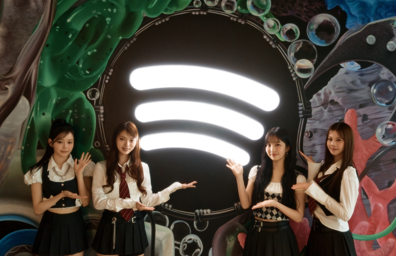 Cosmosy members pose after their promotional event at Spotify's office in New York on May 28. (Sony Music Korea)