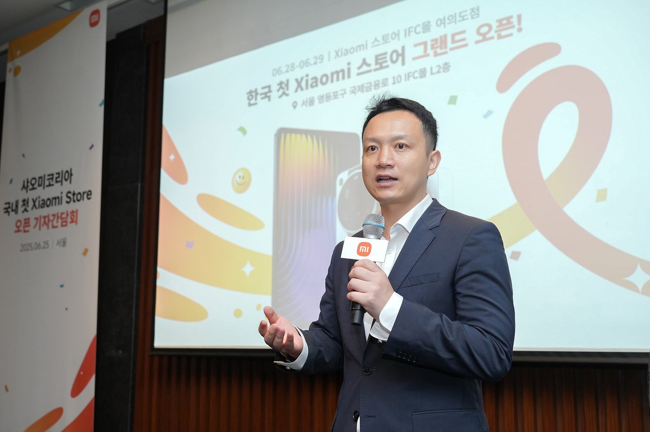 Jony Wu, general manager at Xiaomi Korea, speaks during a press conference in Seoul on Wednesday. (Xiaomi Korea)