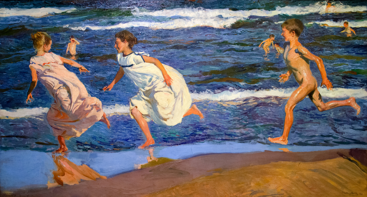 호아킨 토토사이트 롤링, 해변 따라 달리기, 발렌시아, 1908, 캐버스에 유채, 90x166.5cm, 아스투리아스 미술관