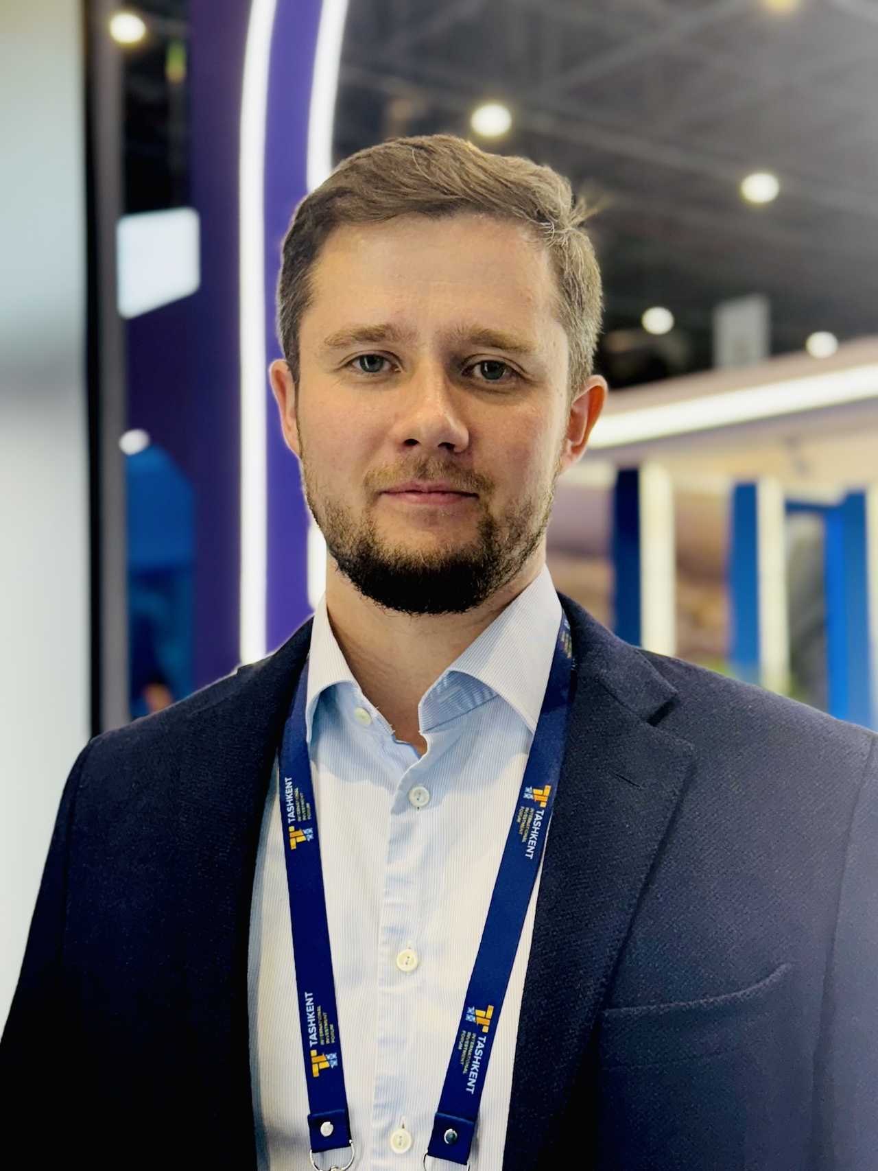 Nikolay Seleznev, co-founder and chief strategy and business development officer at Uzum, speaks in an interview with The Korea Herald at Central Asian Expo in Tashkent, Uzbekistan. (Sanjay Kumar/The Korea Herald)
