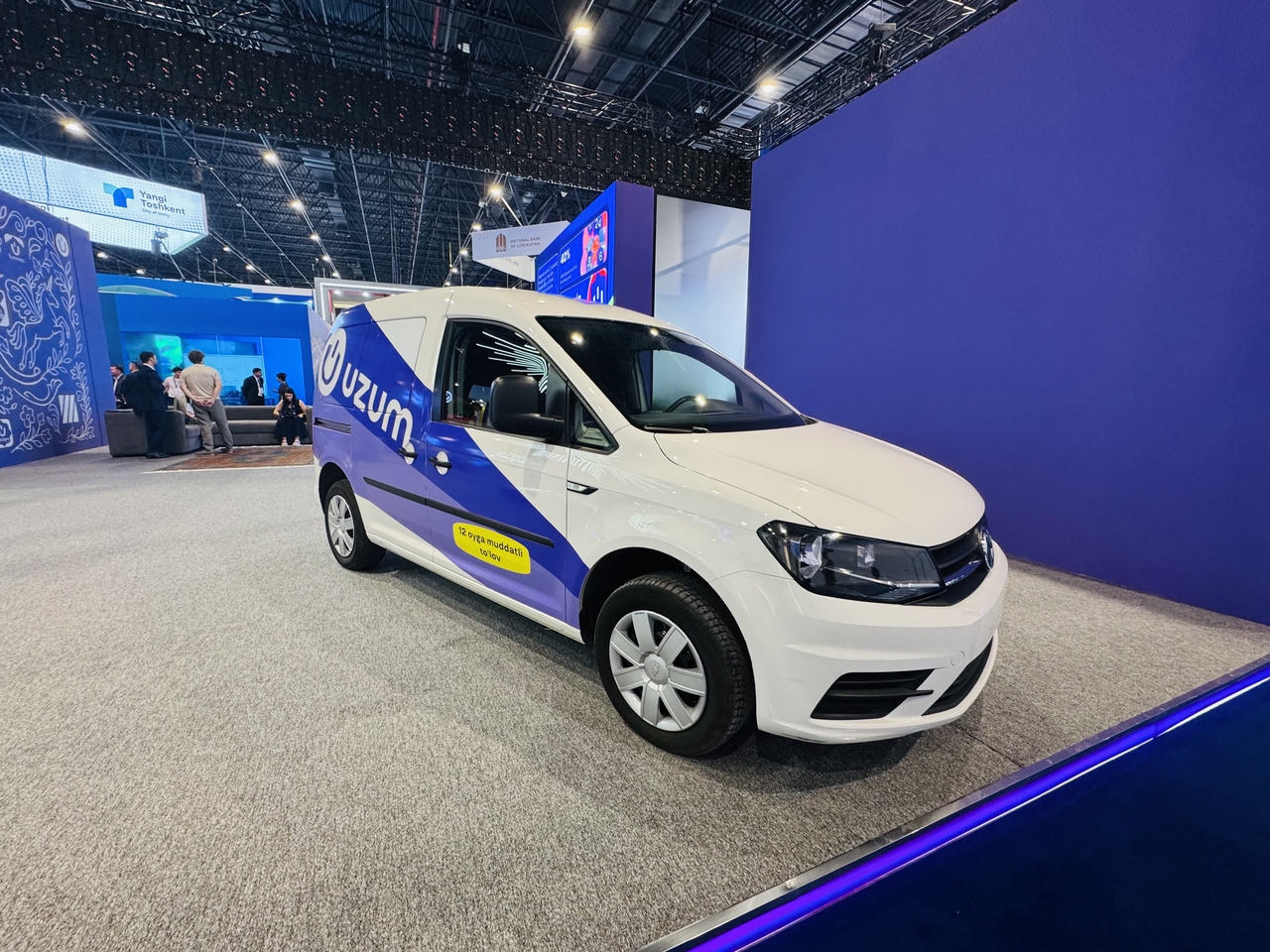 Uzum ecosystem booth showcases infrastructural transformation led by Uzum in Uzbekistan during Fourth Tashkent International Investment Forum at Central Asian Expo in Tashkent, Uzbekistan. (Sanjay Kumar/The Korea Herald)