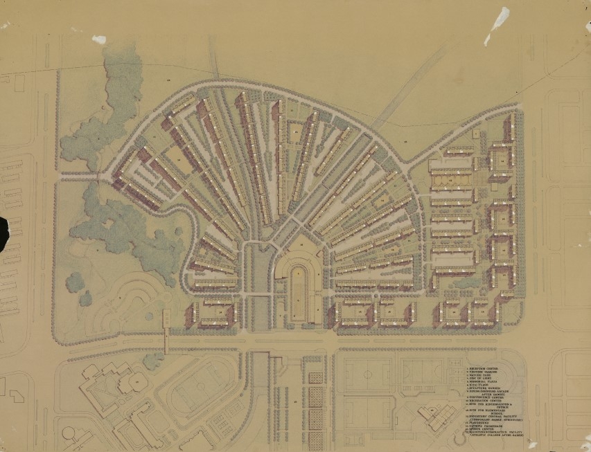 Architectural drawing of Olympic Village Apartments in Seoul by architect Woo Kyu-sung (MMCA)