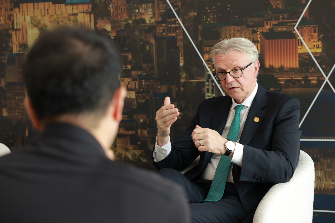 Michael Dyke, CEO of New Murabba Development Co., speaks during an interview on the sidelines of the New Murabba Investment and Partnership Forum on Monday in Seoul. (NMDC)