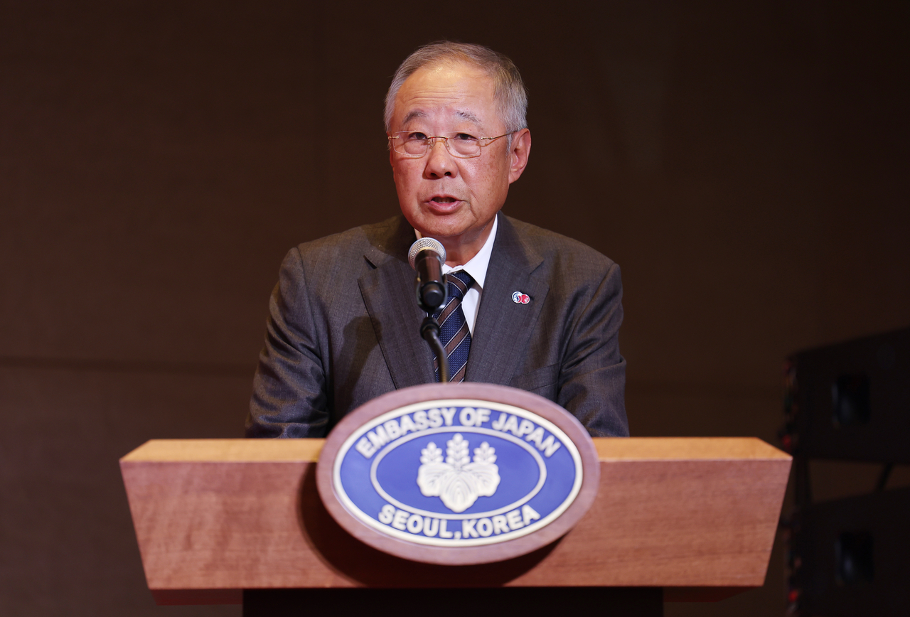 류진 풍산 회장이 6월 16일 서울 중구 롯데호텔에서 열린 한일 국교정상화 60주년 기념 행사에서 발언하고 있다. [연합뉴스]