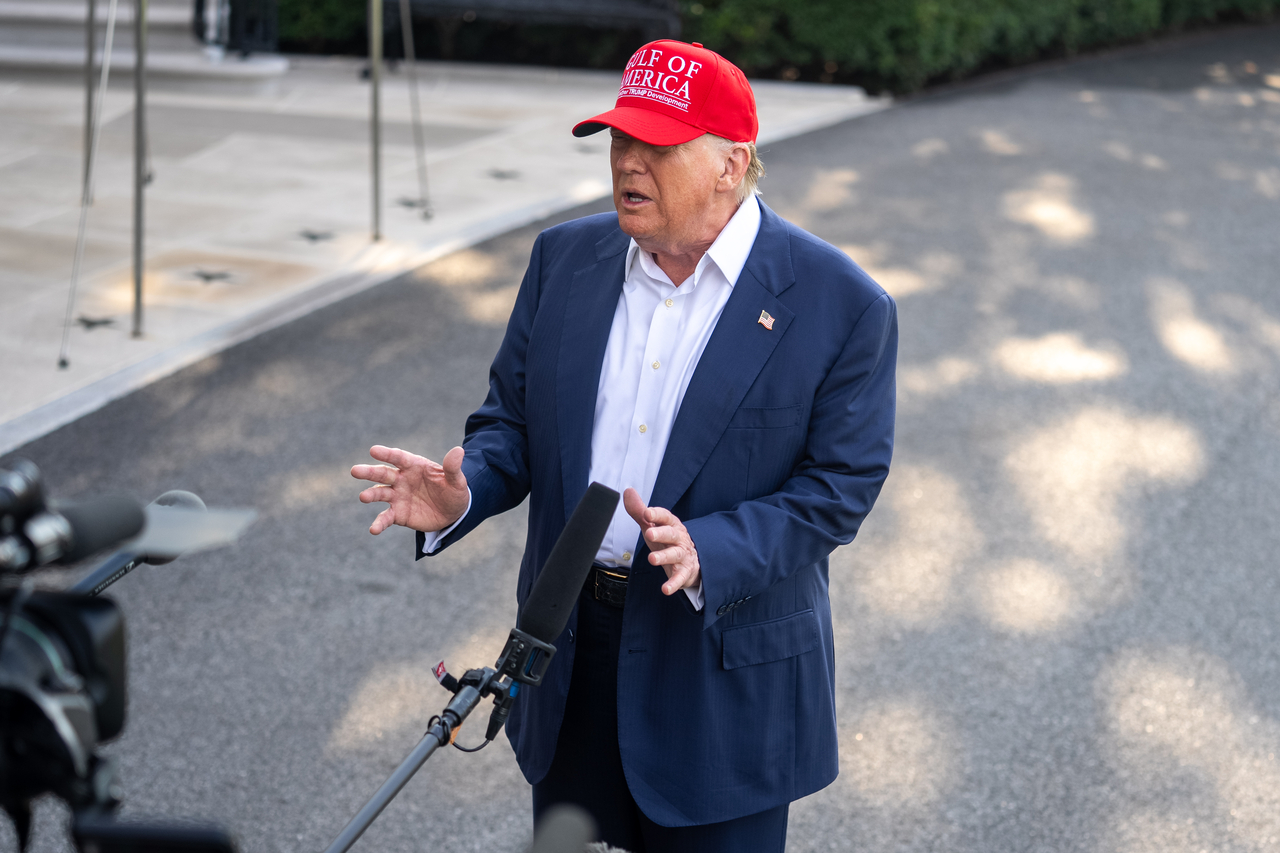 US President Donald Trump speaks to the press at the White House in Washington on Tuesday.   Xinhua-Yonhap