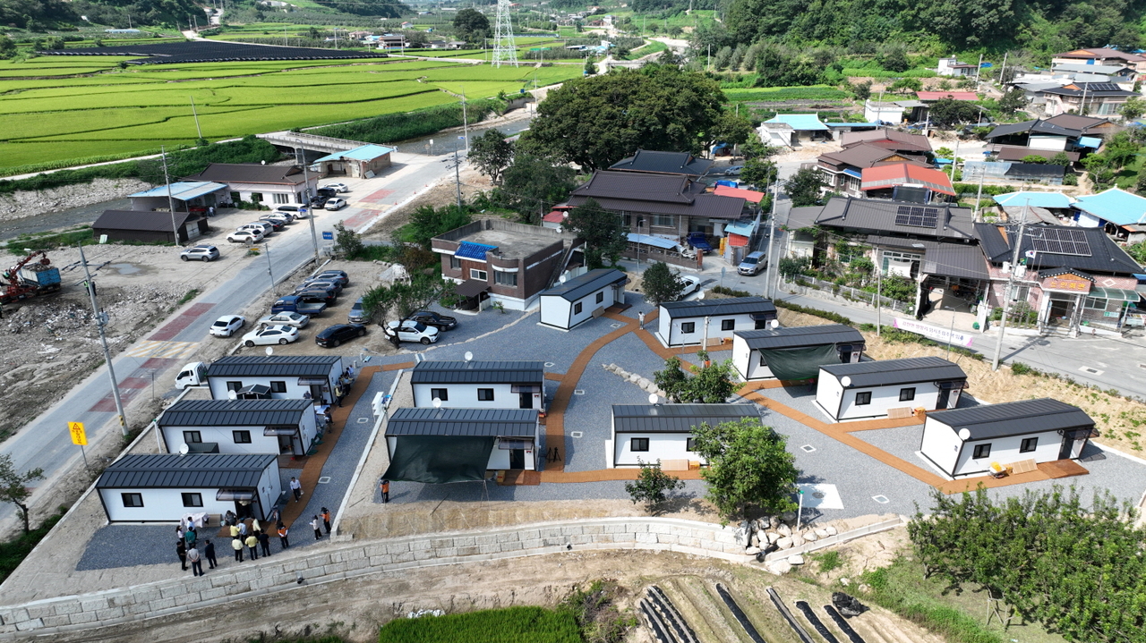예천군이  푹염대비 벌방리 임시조립주택  점검 에 나섰다.[예천군제공]