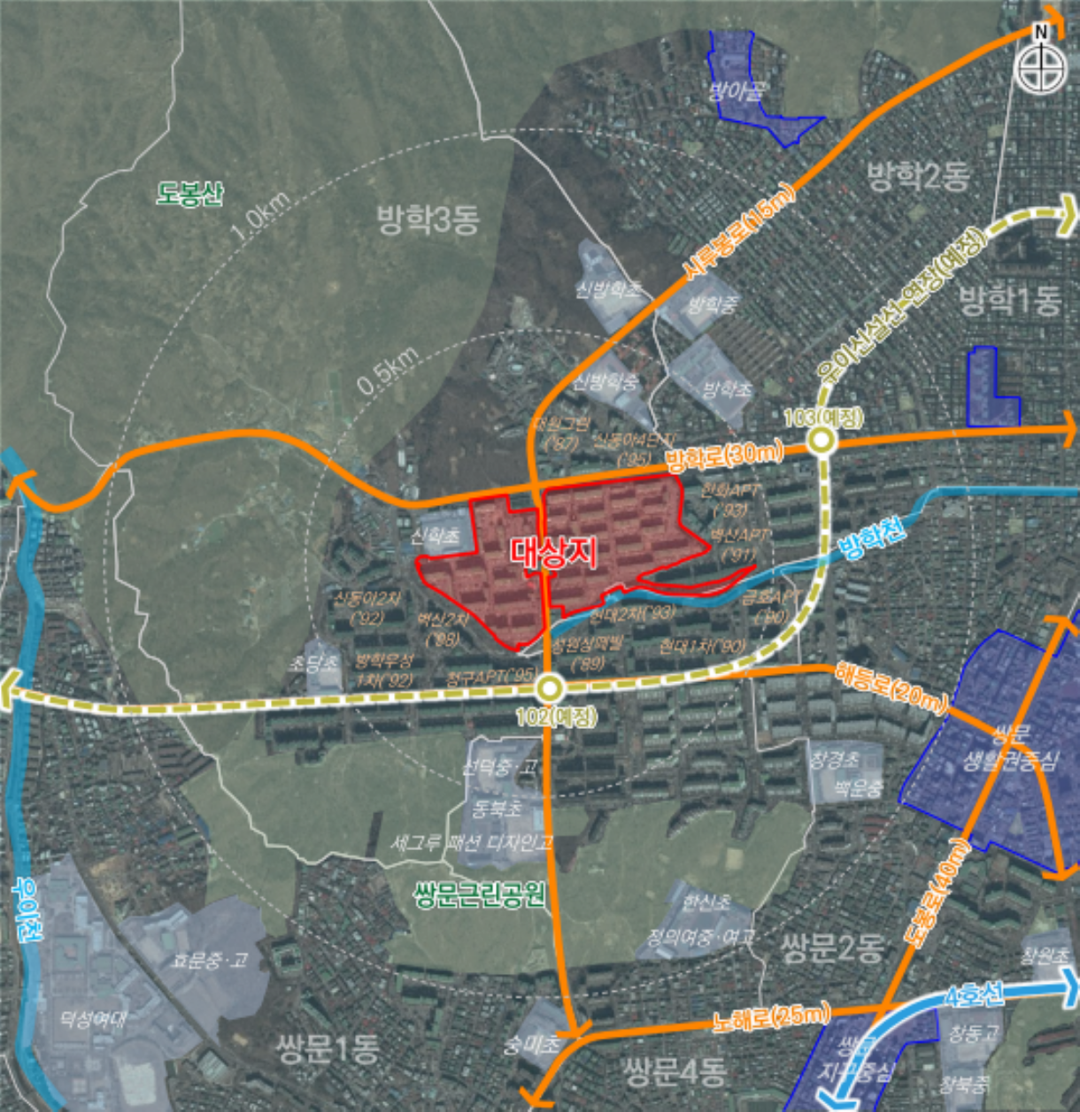 도봉구 방학동 272번지 일대 위치도. [토토사이트 홍보 커뮤니티]