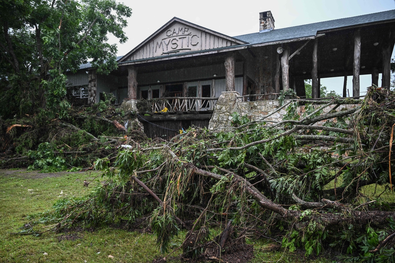 A view of Camp Mystic, the site of where at least 20 girls are missing after flash flooding in Hunt, Texas, on Saturday.  (AFP-Yonhap)
