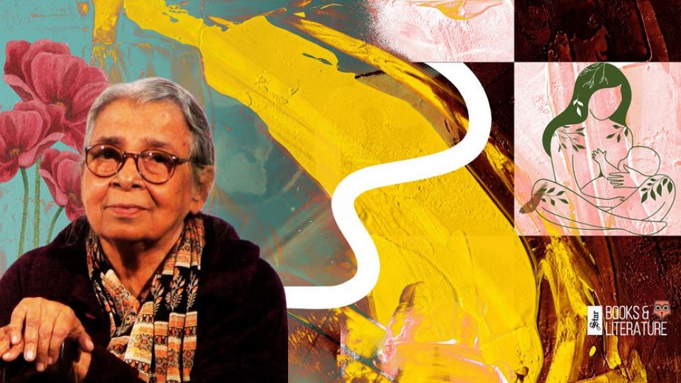 A composite photo of Mahasweta Devi, and images based on the novel "Stanadayini"    (Daily Star)