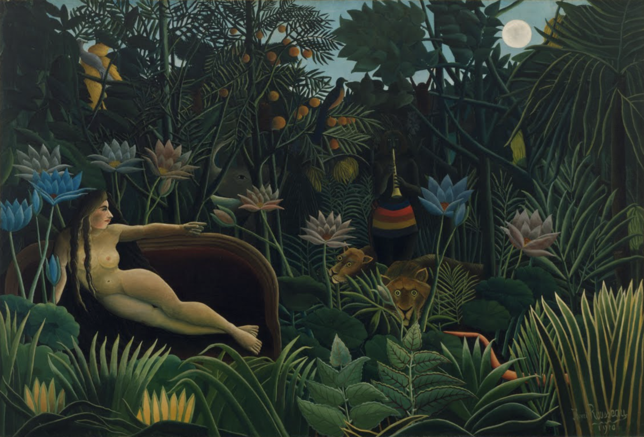 앙리 루소의 대표작 ‘꿈’(1910). 루소가 사망하던 해에 그린 그림. 그가 그린 정글 그림 중 몽환적인 느낌으로 유명하다. [뉴욕 현대미술관]