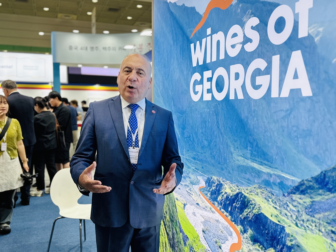 Georgia's Deputy Minister of Environmental Protection and Agriculture Solomon Pavliashvili speaks with The Korea Herald at Coex in southern Seoul. (Sanjay Kumar/The Korea Herald)