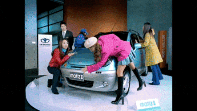 A 2004 commercial by GM Daewoo Auto and Technology Co. for the Matiz features K-pop group Jewelry and rocker Kim Jang-hoon promoting the benefits of city car policies, including a 50 percent discount on highway tolls and public parking fees. (GM Korea)