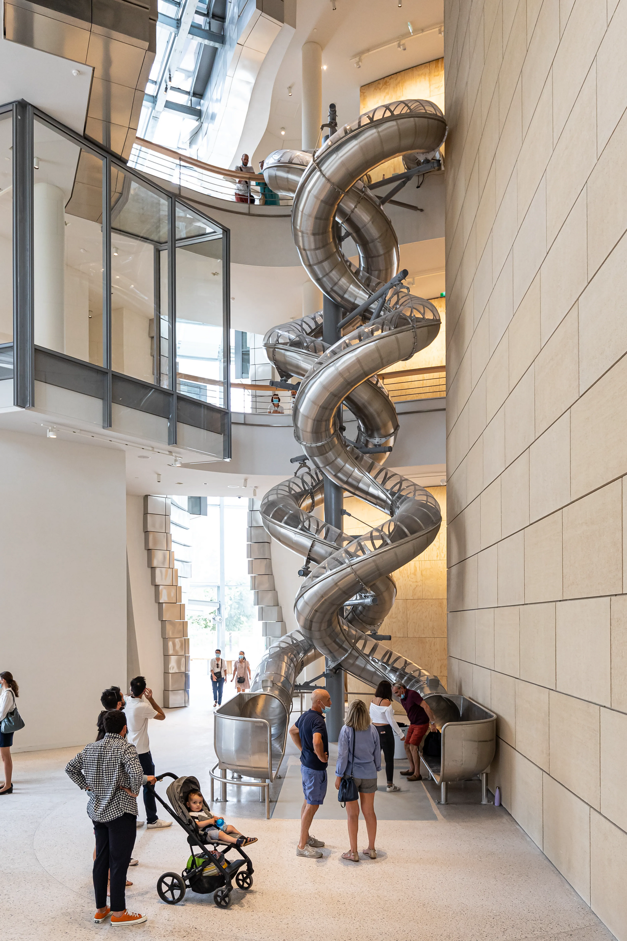 Installation view of "Isometric Slides" by Carsten Holler at the LUMA Arles in Arles, France (Adrian Deweerdt)
