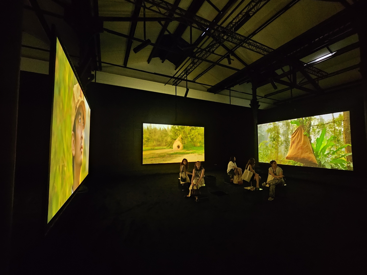 Ho Tzu Nyen's installation "Phantoms of Endless Day" is shown at the exhibition "Phantom Day and Stranger Tales" at LUMA Arles in France. (Park Yuna/The Korea Herald)