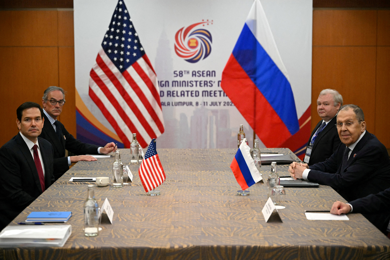 US Secretary of State Marco Rubio meets with Russia's Foreign Minister Sergei Lavrov on the sidelines of the ASEAN Foreign Ministers' Meeting at the Kuala Lumpur Convention Centre in Kuala Lumpur, Malaysia, Thursday. (Reuters)