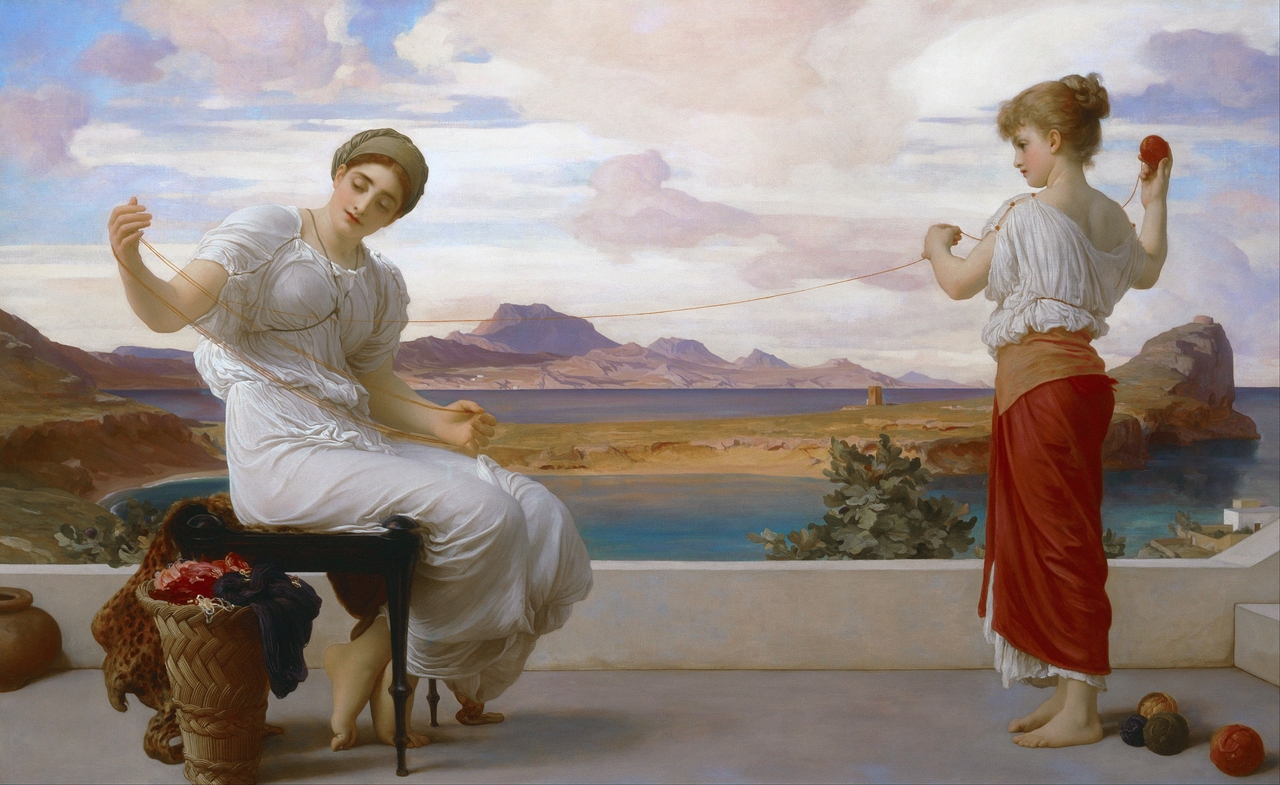 프레더릭 레이턴, 실타래 감기, 1878년경, 100.3x161.3cm, 뉴사우스웨일스 미술관