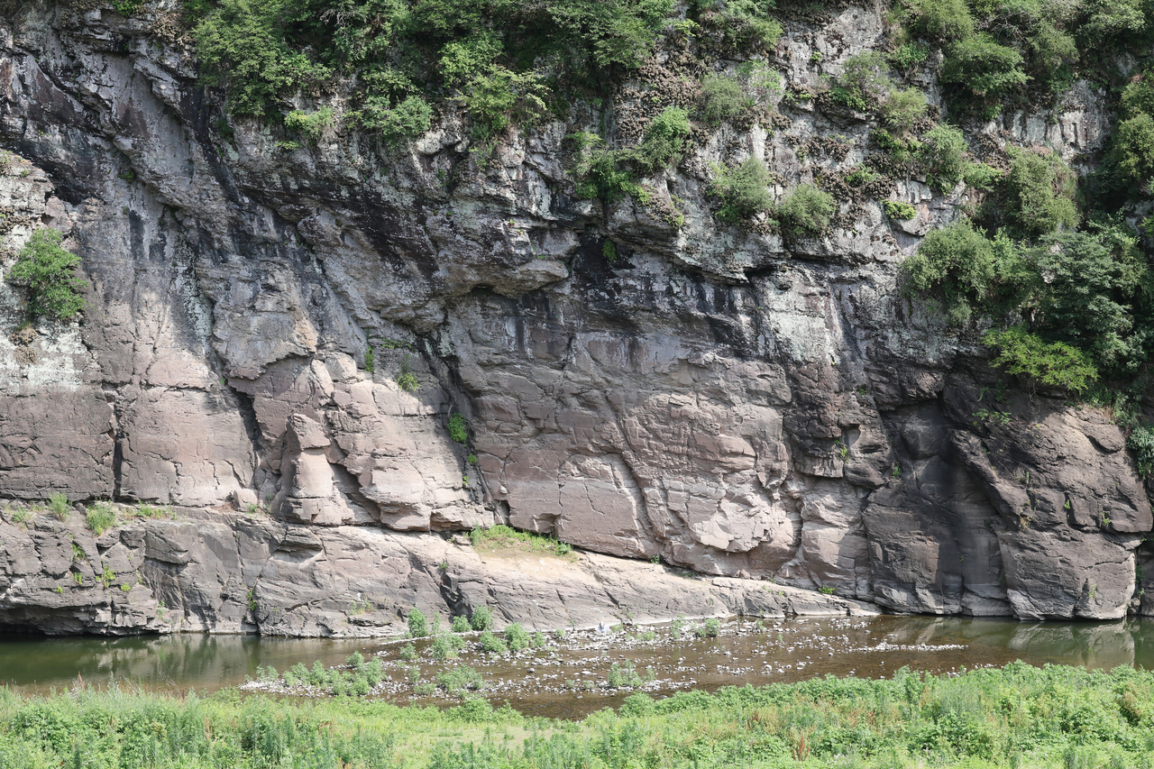 Petroglyphs along the Bangucheon Stream, which were inscribed on UNESCO's World Heritage list. Photo taken on July 3. (Yonhap)