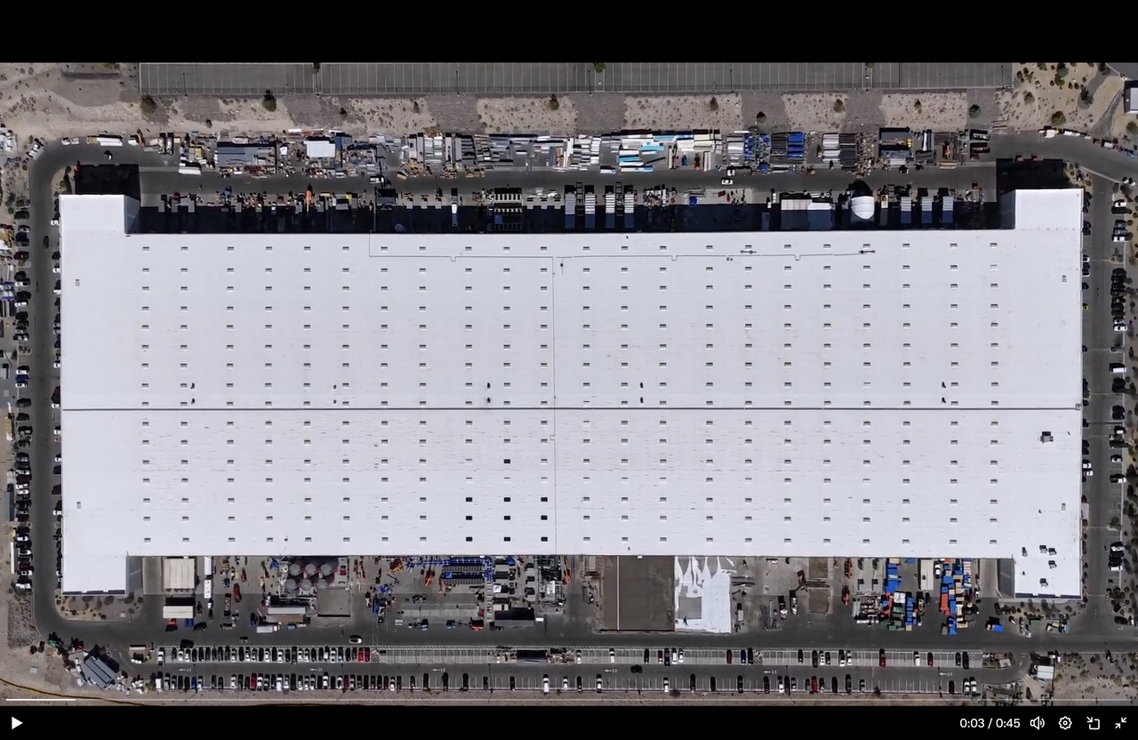 Drone footage of Tesla’s lithium iron phosphate battery cell manufacturing facility for energy storage systems in Nevada, US, captured from a video clip shared on X (Tesla’s post on X)