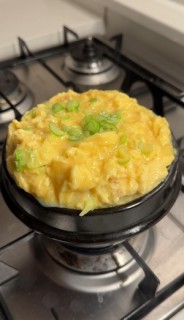 Steamed eggs in stone pot