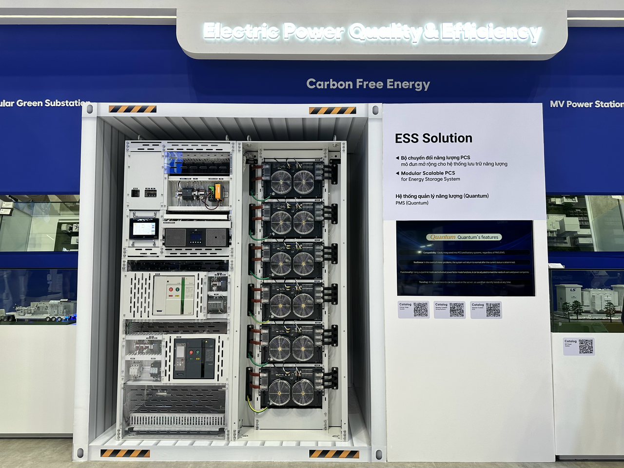 LS Electric’s scalable power conversion system for energy storage systems is on display at Elecs Vietnam 2025 held at the Saigon Exhibition and Convention Center in Ho Chi Minh, Vietnam. (Byun Hye-jin/The Korea Herald)