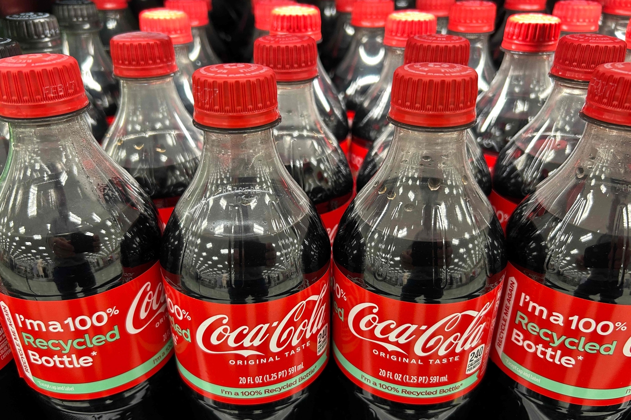 Plastic bottles of Coca-Cola sit on the shelf at a store in Stevensville, Maryland, March 25.   AFP-Yonhap