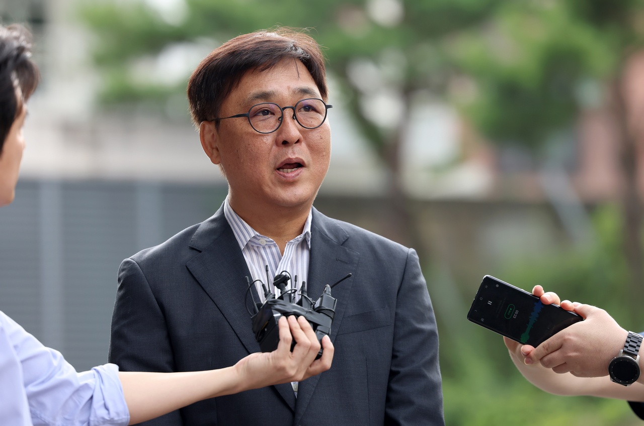Choi Hwi-young, the nominee of the minister of culture, sports and tourism, answers questions by reporters on July 14 at the National Museum of Modern and Contemporary Art, Seoul. (Ministry of Culture, Sports and Tourism)