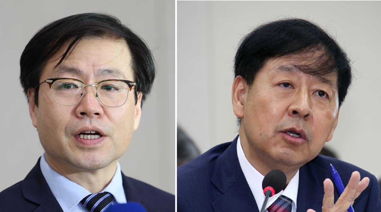 Trade Minister Yeo Han-koo  (left) and Finance Minister Koo Yun-cheol (Newsis)