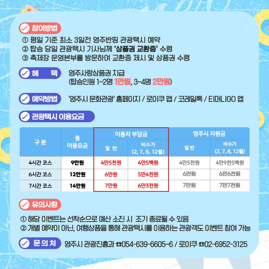 영주 축제시즌 영주 반띵관광택시 상품권 증정 이벤트 카드뉴스[영주시 제공]