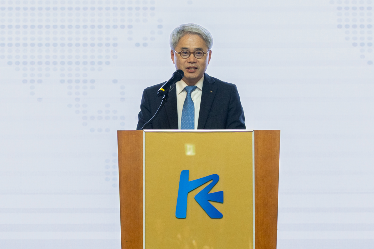 윤희성 한국수출입은행장이 이임식에서 발언하고 있다. [한국수출입은행 제공]