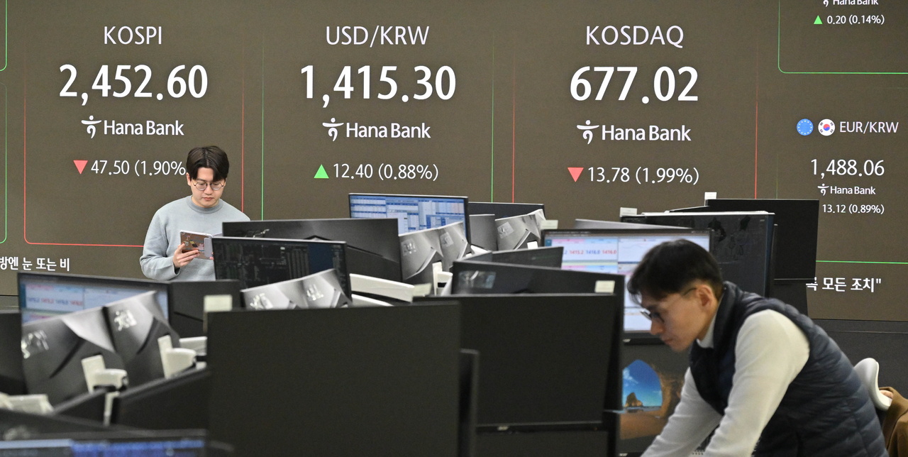 사진은 서울 중구 하나은행 딜링룸 [헤럴드DB]