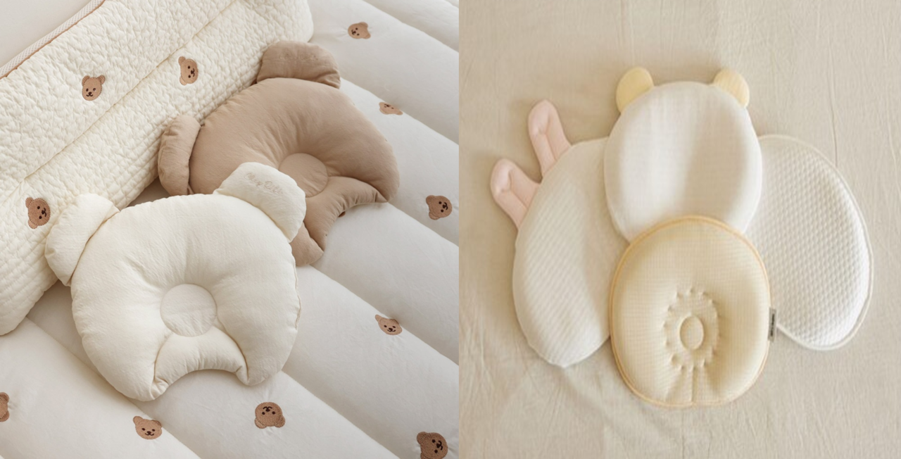 Baby pillows sold online, marketed as having a dip in the center (Naver)