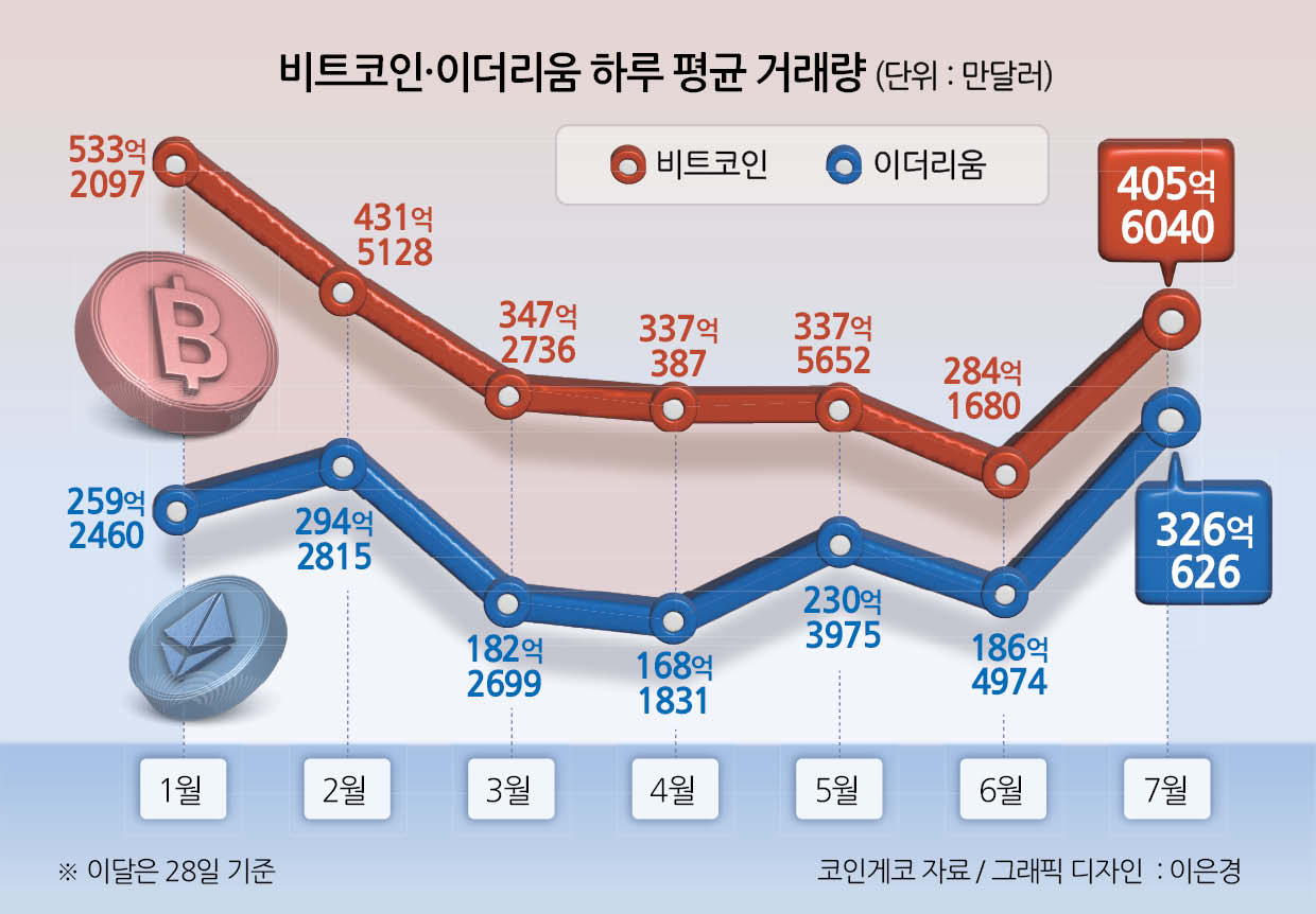 이더리움 日평균 45.3조원 거래…알트코인에 몰리는 돈 - 헤럴드경제