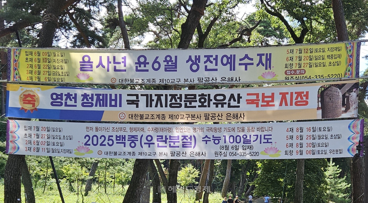 토토사이트 세션 가는 길의 ‘영천 청제비’ 국보 지정 플래카드