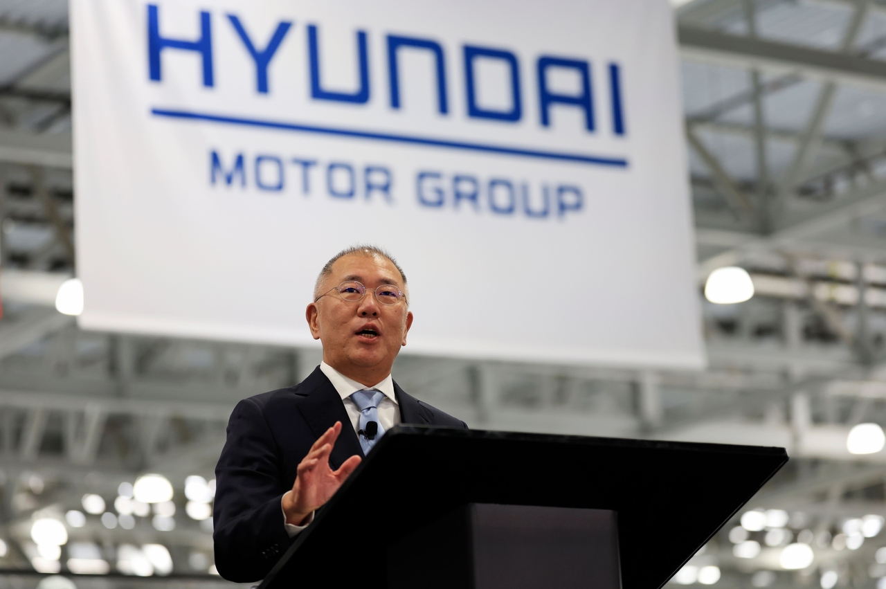 Hyundai Motor Group Executive Chair Chung Euisun delivers remarks during the opening ceremony of Hyundai Motor Group Metaplant America in Ellabell, Georgia, on March 26. (Hyundai Motor Group)