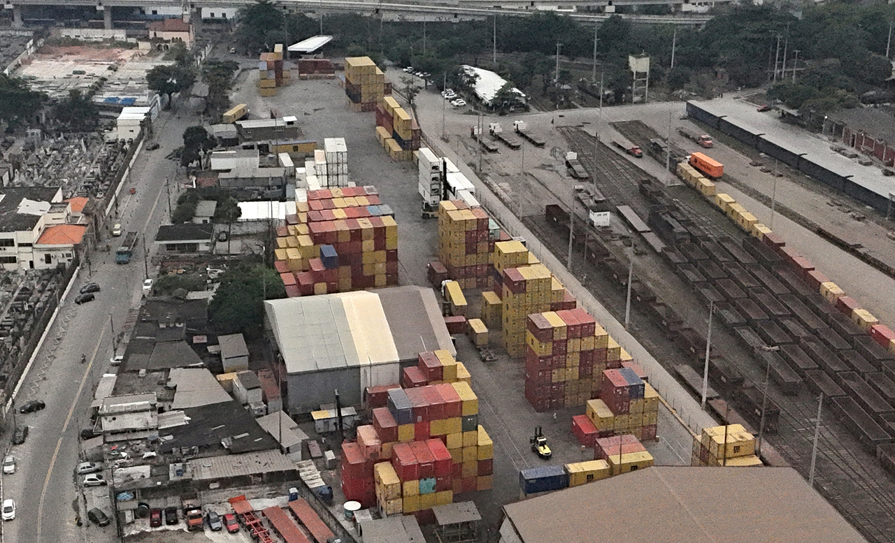 A drone view shows a containers storage next to Rio de Janeiro's port, Brazil, July 10. Reuters-Yonhap