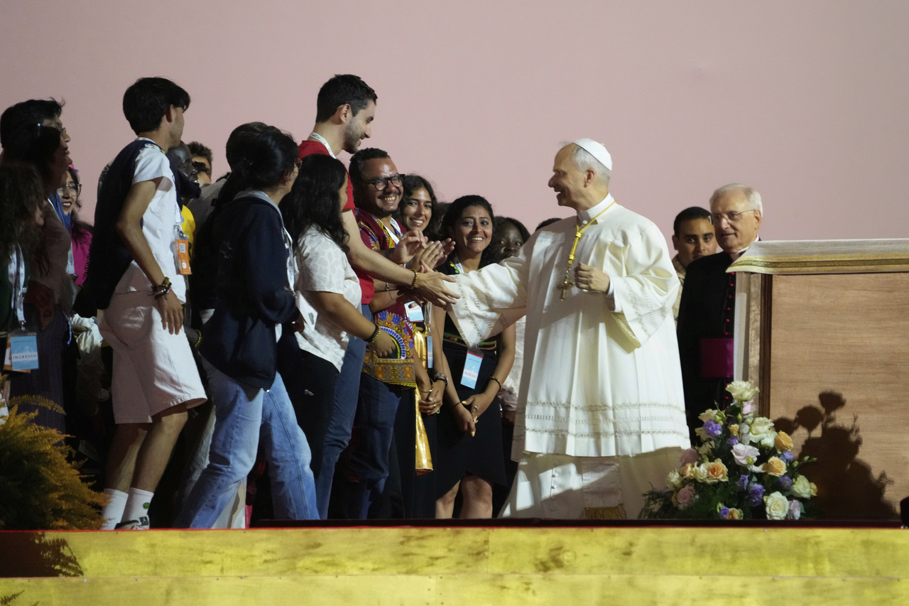 Pope Leo XIV holds prayer vigil with young people participating in the Youths Jubilee at the Tor Vergata field in Rome on Saturday.   AP-Yonhap