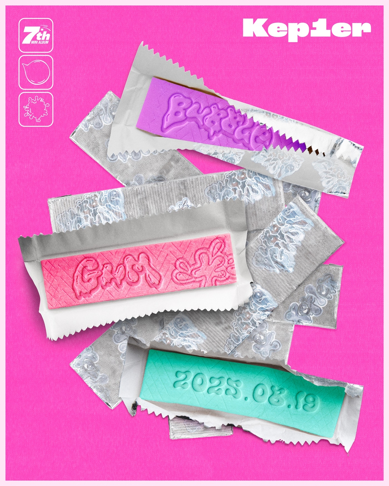 <사진설명: 케플러(Kep1er) 7집 미니 앨범 ‘BUBBLE GUM(버블 검)’ 티징 이미지. (사진제공:클렙)>