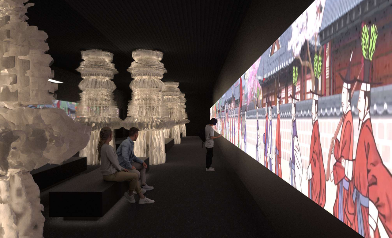 Rendered image of the "Heritage: The Future Fantasy" exhibition, which will take place at Dongdaemun Design Plaza in Seoul from Aug. 23  to Sept. 17 (Korea Heritage Service)