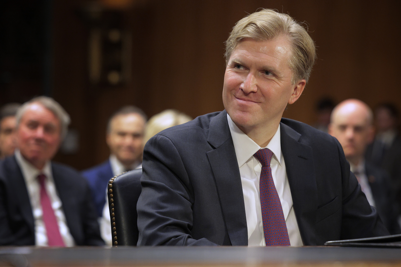 Elbridge Colby, US Under Secretary of Defense for Policy, prepares for his confirmation hearing before the Senate Armed Services Committee in the Dirksen Senate Office Building on Capitol Hill on March 04, 2025 in Washington, DC. (Getty Images)
