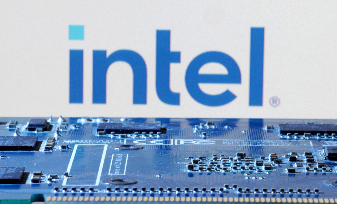 Intel logo illustration created on January 8, 2024 (Reuters)