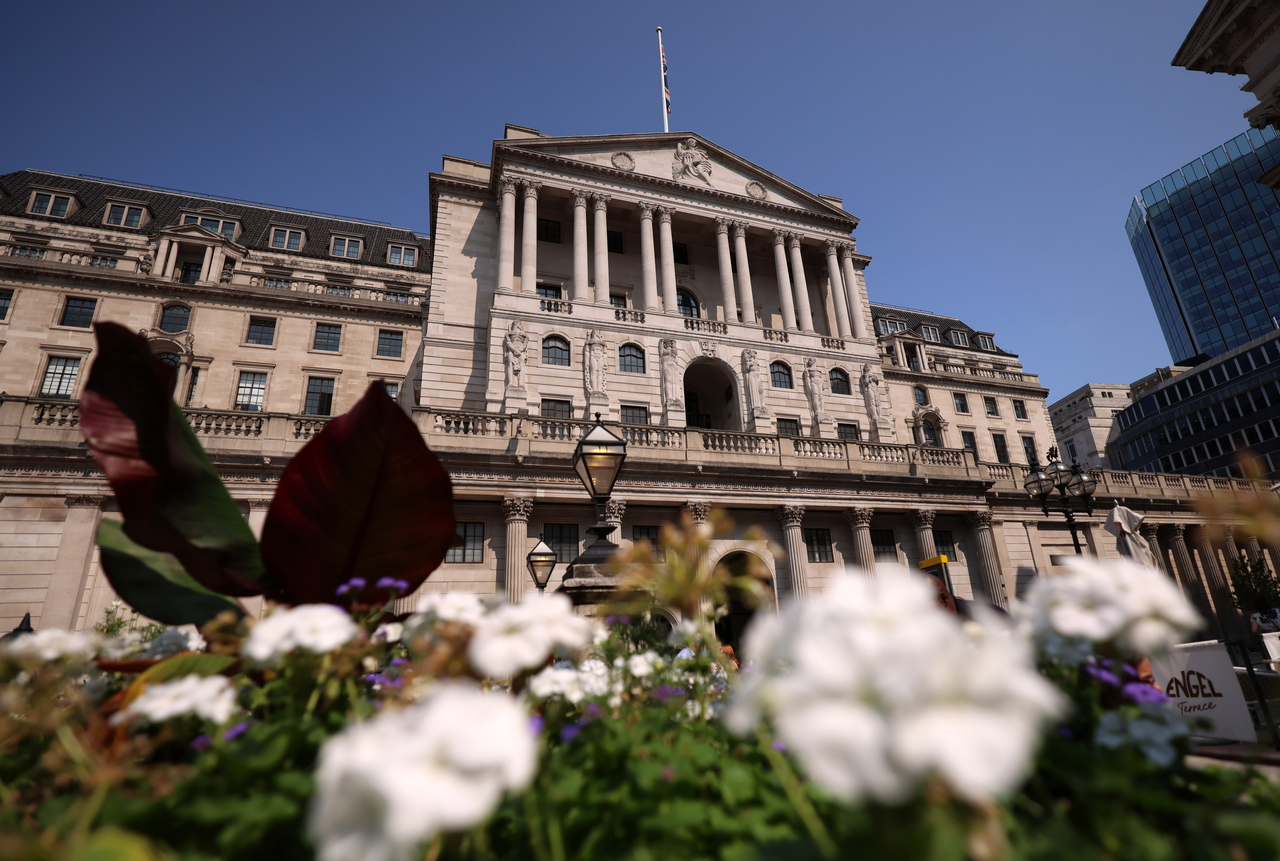 The Bank of England in London, Britain, Aug. 6  (EPA)