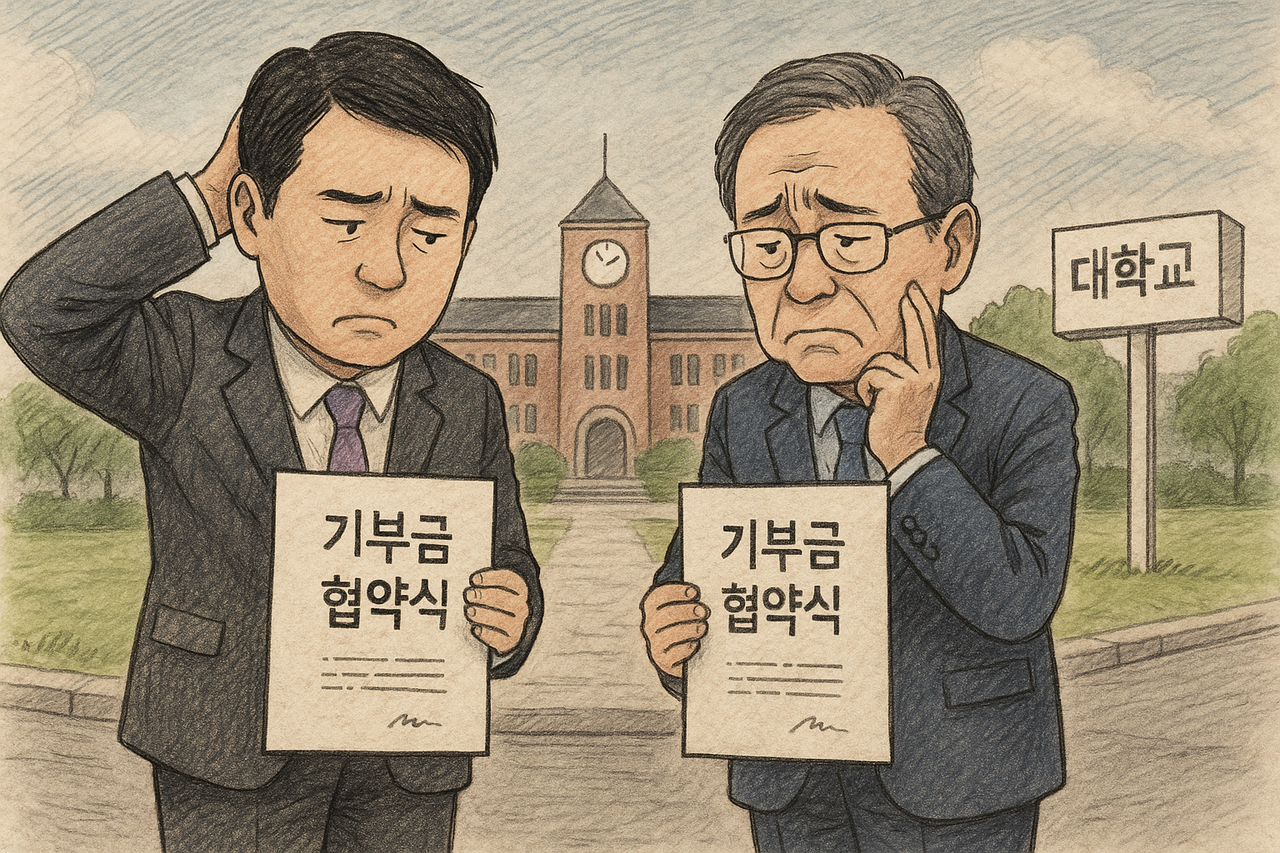 서울대 등 주요 대학이 2022년 기부 받은 가상자산 위믹스가 재상장폐지되면서 각 대학은 10억원 상당의 기부코인을 한 푼도 건지지 못하는 상황에 놓였다. [챗GPT를 이용해 제작함]