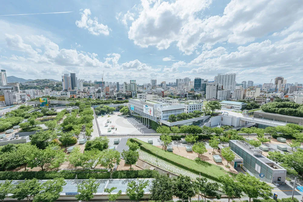 A bird's eye view of the National Asian Culture Center in Gwangju (ACC)