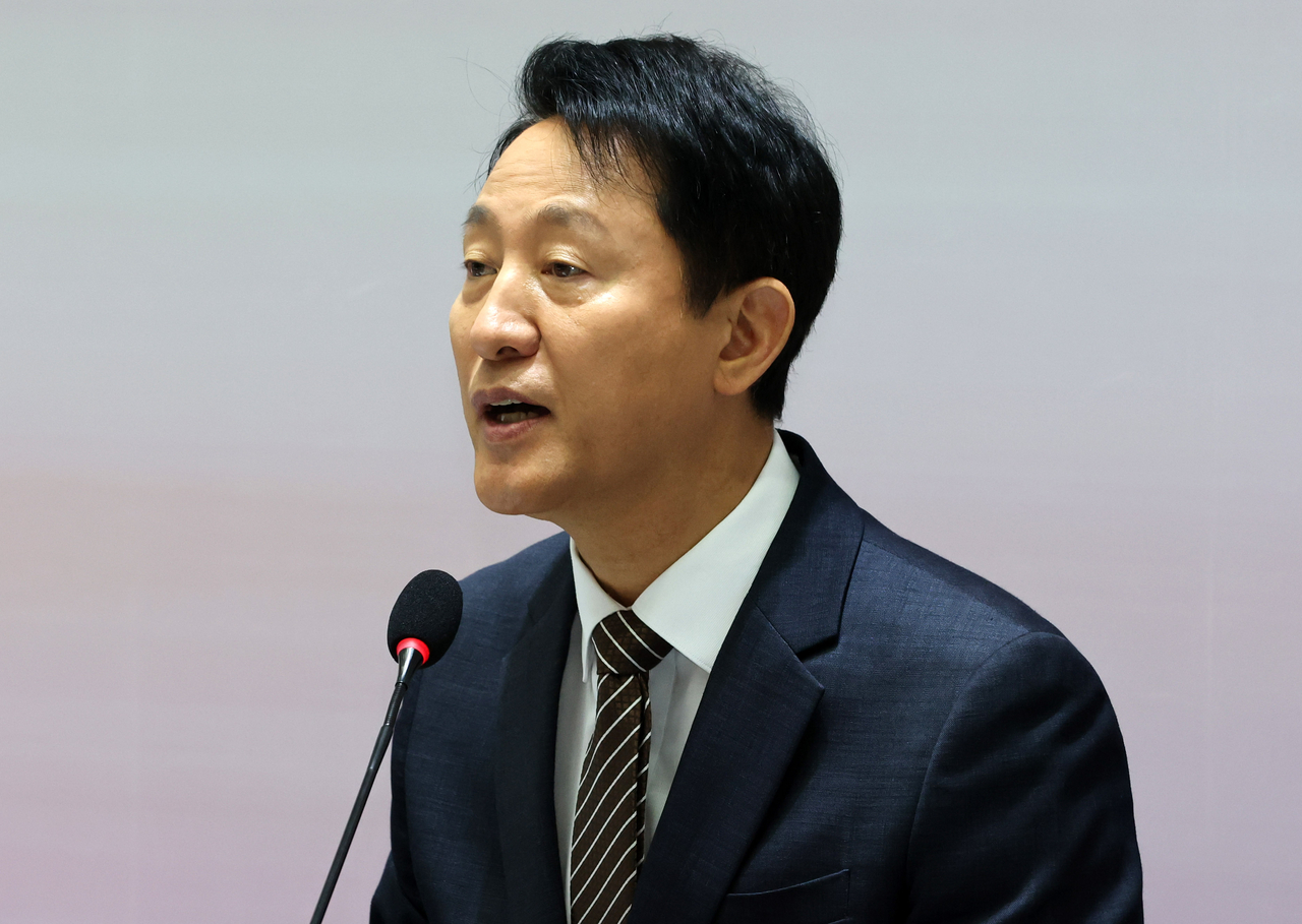 Seoul Mayor Oh Se-hoon speaks at a press briefing marking the third anniversary of the start of his current term, at Seoul City Hall, on July 16. (Yonhap)