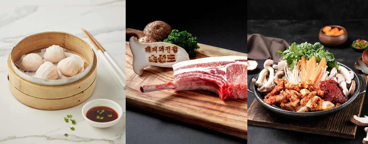 원그로브 입점 매장들, (왼쪽부터) 딤딤섬, 숙성도, 중앙해장 [윈그로브 제공]