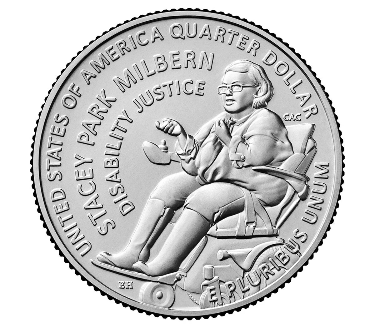 The US Mint’s 25-cent coin honoring Stacey Park Milbern, released into circulation starting on Monday (Yonhap)