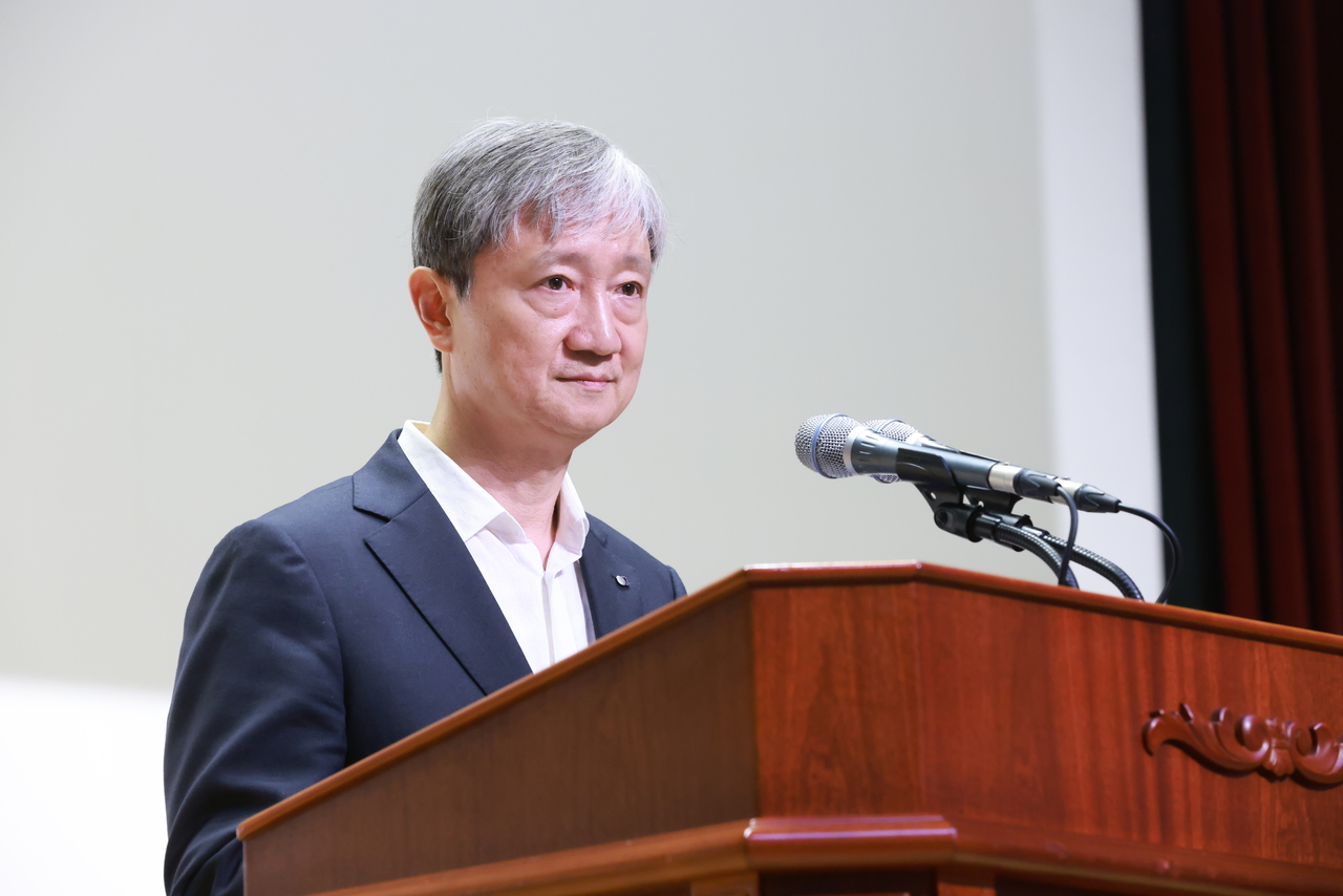 이찬진 신임 금융감독원장이 14일 서울 여의도 금융감독원 본원 2층 대강당에서 열린 취임식에서 발언하고 있다. [금융감독원제공 ]