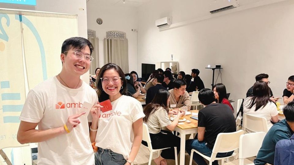 Thousands have made connections on amble, founded by Cayden Gwee (left) and Alyssa Chua (second from left)    (Straits Times)
